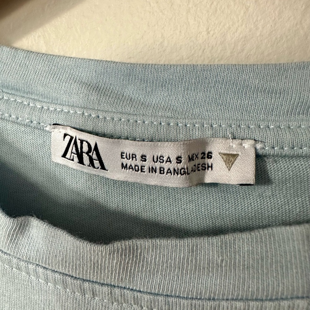 Zara Light Blue Ruffle Sleeve Top - Picture 2 of 3